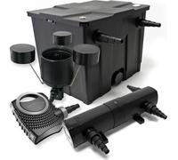 Wiltec Kit complet: CBF-350 Filtre de bassin jusqu'à 12000 L Biologique, NEO10000 pompe de filtration 10000l/h 80W, CUV-236 lampe uv UVC Clarificateur avec 36W, CSP-250 Écumeur 2500l/h 45W
