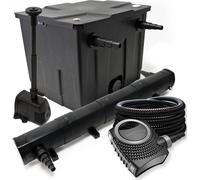 Wiltec Kit complet: CBF-350 Filtre de bassin jusqu'à 12000 L, NEO10000 pompe de filtration 10000l/h 80W, CUV-272 lampe uv 72W, 25m Tuyau 25 mm, HJ-943 fontaine 800l/h 16W