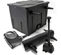 Wiltec Kit complet: CBF-350 Filtre de bassin jusqu'à 12000 L, NEO10000 pompe de filtration 10000l/h 80W, CUV-218 lampe uv 18W, 25m Tuyau 25 mm, HJ-943 fontaine 800l/h 16W
