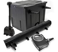 Wiltec Kit complet: CBF-350 Filtre de bassin jusqu'à 12000L Biologique, NEO10000 pompe de filtration 10000l/h 80W, CUV-272 lampe uv UVC Clarificateur avec 72W, HJ-943 Pompe pour fontaine 800l/h 16W