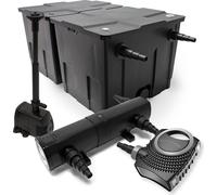 Wiltec Kit complet: CBF-350B Filtre de bassin jusqu'à 60000 L Biologique, NEO10000 pompe de filtration 10000l/h 80W, CUV-218 lampe uv UVC Clarificateur avec 18W, HJ-943 Pompe pour fontaine 800l/h 16W