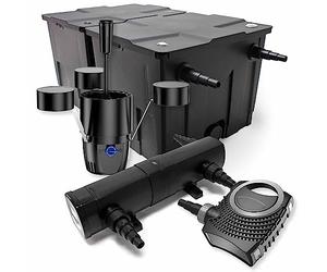 Wiltec Kit complet: CBF-350B Filtre de bassin jusqu'à 60000 L Biologique, NEO10000 pompe de filtration 10000l/h 80W, CUV-236 lampe uv UVC Clarificateur avec 36W, CSP-250 Écumeur 2500l/h 45W