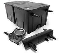Wiltec Kit complet: CBF-350B Filtre de bassin jusqu'à 60000 L Biologique, NEO10000 SuperECO pompe de filtration 10000l/h 80W, CUV-224 lampe uv UVC Clarificateur avec 24W