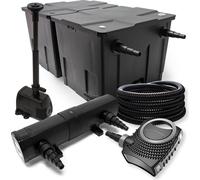 Wiltec Kit complet: CBF-350B Filtre de bassin jusqu'à 60000 L, NEO10000 pompe de filtration 10000l/h 80W, CUV-236 lampe uv 36W, 25m Tuyau 25 mm, HJ-943 fontaine 800l/h 16W
