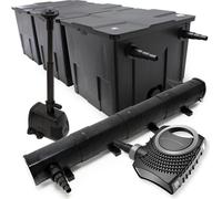 Wiltec Kit complet: CBF-350C Filtre de bassin jusqu'à 90000 L Biologique, NEO10000 pompe de filtration 10000l/h 80W, CUV-272 lampe uv UVC Clarificateur avec 72W, HJ-943 Pompe pour fontaine 800l/h 16W