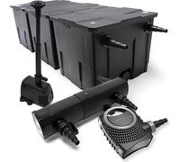 Wiltec Kit complet: CBF-350C Filtre de bassin jusqu'à 90000 L Biologique, NEO10000 pompe de filtration 10000l/h 80W, CUV-218 lampe uv UVC Clarificateur avec 18W, HJ-943 Pompe pour fontaine 800l/h 16W