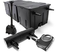 Wiltec Kit complet: CBF-350C Filtre de bassin jusqu'à 90000 L Biologique, NEO10000 pompe de filtration 10000l/h 80W, CUV-236 lampe uv UVC Clarificateur avec 36W, HJ-943 Pompe pour fontaine 800l/h 16W