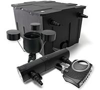 Wiltec Kit complet: CBF-550 Filtre de bassin jusqu'à 60000 L Biologique, NEO10000 pompe de filtration 10000l/h 80W, CUV-236 lampe uv UVC Clarificateur avec 36W, CSP-250 Écumeur 2500l/h 45W