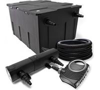 Wiltec Kit complet: CBF-550 Filtre de bassin jusqu'à 60000 L Biologique, NEO10000 SuperECO pompe de filtration 10000l/h 80W, CUV-224 lampe uv UVC Clarificateur avec 24W, 25m Tuyau 25 mm