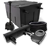 Wiltec Kit complet: CBF-550 Filtre de bassin jusqu'à 60000 L, NEO10000 pompe de filtration 10000l/h 80W, CUV-218 lampe uv 18W, 25m Tuyau 25 mm, HJ-943 fontaine 800l/h 16W