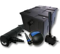 Wiltec Kit complet: CBF-550 Filtre de bassin jusqu'à 60000L Biologique, NEO10000 pompe de filtration 10000l/h 80W, CUV-272 lampe uv UVC Clarificateur avec 72W, HJ-943 Pompe pour fontaine 800l/h 16W
