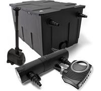 Wiltec Kit complet: CBF-550 Filtre de bassin jusqu'à 60000L Biologique, NEO10000 pompe de filtration 10000l/h 80W, CUV-218 lampe uv UVC Clarificateur avec 18W, HJ-943 Pompe pour fontaine 800l/h 16W
