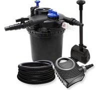 Wiltec Kit complet: CPF-15000 Filtre de bassin à pression jusqu’à 30000 L avec 18 Watt lampe uv, NEO8000 SuperEco pompe 8000l/h 70W, 25m Tuyau 25 mm (1"), HJ-943 ECO fontaine 800l/h 16W