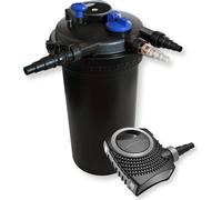 Wiltec Kit complet: CPF-15000 Filtre de bassin à pression jusqu’à 30000 L avec 18 Watt UV-C lampe uv, NEO8000 SuperEco pompe de filtration 8000l/h 70W