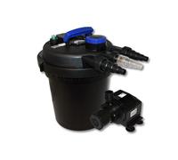 Wiltec Kit complet: CPF-180 Filtre de bassin à pression jusqu’à 6000 L avec 11 Watt UV-C lampe uv, HJ-5000 ECO pompe de filtration 4000l/h 65W