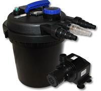 Wiltec Kit complet: CPF-180 Filtre de bassin à pression jusqu’à 6000 L avec 11 Watt UV-C lampe uv, HJ-5000 ECO pompe de filtration 4000l/h 65W