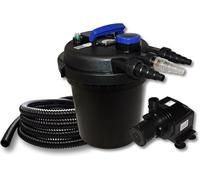 Wiltec Kit complet: CPF-180 Filtre de bassin à pression jusqu’à 6000 L avec 11 Watt UV-C lampe uv, HJ-5000 ECO pompe de filtration 4000l/h 65W, 25m Tuyau 25 mm (1")
