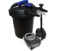 Wiltec Kit complet: CPF-180 Filtre de bassin à pression jusqu’à 6000 L avec 11 Watt UV-C lampe uv, NEO8000 SuperEco pompe de filtration 8000l/h 70W, HJ-943 ECO Pompe pour fontaine 800l/h 16W