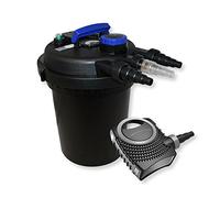 Wiltec Kit complet: CPF-180 Filtre de bassin à pression jusqu’à 6000 L avec 11 Watt UV-C lampe uv, NEO8000 SuperEco pompe de filtration 8000l/h 70W