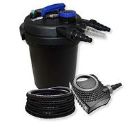 Wiltec Kit complet: CPF-180 Filtre de bassin à pression jusqu’à 6000 L avec 11 Watt UV-C lampe uv, NEO8000 SuperEco pompe de filtration 8000l/h 70W, 25m Tuyau 25 mm (1")
