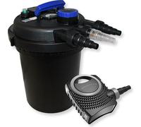 Wiltec Kit complet: CPF-250 Filtre de bassin à pression jusqu’à 10000 L avec 11W lampe uv, NEO8000 SuperEco pompe de filtration 8000l/h 70W