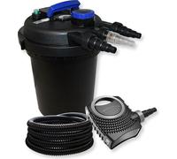 Wiltec Kit complet: CPF-250 Filtre de bassin à pression jusqu’à 10000 L avec 11W lampe uv, NEO8000 SuperEco pompe de filtration 8000l/h 70W, 25m Tuyau 25 mm (1")
