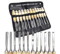 WilTec Kit de fers à sculpter 12 pcs. pour Sculpture de Bois avec Fer Plat & Gouge en Acier