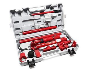 WilTec Kit de redressage hydraulique Force de Pression de 10 t, cric, Support de Plafond, cric mécanique avec Coffret et Accessoires, Presse pour débosseler Les Voitures
