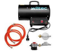 Wiltec Kit Générateur de chaleur et Pressostat raccords ES - Puissance calorifique 15 kW, moteur 30 W - Débit d’air 320 m³/h - Fonctionnement sur gaz GPL - avec régulateur et tuyau - Canon air chaud
