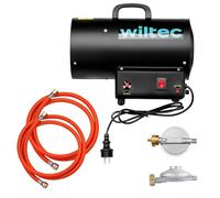 Wiltec Kit Générateur de chaleur et Pressostat raccords FR - Puissance calorifique 15 kW, moteur 30 W - Débit d’air 320 m³/h - Fonctionnement sur gaz GPL - avec régulateur et tuyau - Canon air chaud