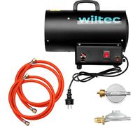Wiltec Kit Générateur de chaleur et Pressostat raccords UK – Puissance calorifique 15 kW, moteur 30 W – Débit d’air 320 m³/h – Fonctionnement sur gaz GPL – avec régulateur et tuyau – Canon air chaud