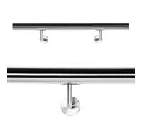 WilTec Kit Main courante Escalier 100cm Acier affiné V2A Garde-corps Rambarde Support mural Dispositif de fixation Balustrade Logement Entreprise