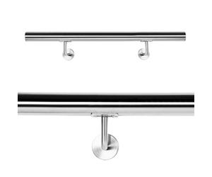 WilTec Kit Main courante Escalier 100cm Acier affiné V2A Garde-corps Rambarde Support mural Dispositif de fixation Balustrade Logement Entreprise
