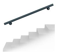 WilTec Kit Main courante Escalier 100cm Noire Acier Revêtement par poudre Rambarde Support mural Poignée Maintien sûr