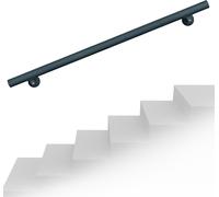 WilTec Kit Main courante Escalier 100cm Noire Acier Revêtement par poudre Rambarde Support mural Poignée Maintien sûr