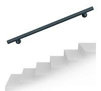 WilTec Kit Main courante Escalier 100cm Noire Acier Revêtement par poudre Rambarde Support mural Poignée Maintien sûr