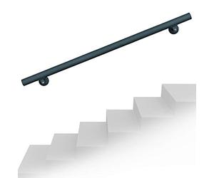 WilTec Kit Main courante Escalier 100cm Noire Acier Revêtement par poudre Rambarde Support mural Poignée Maintien sûr