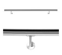 WilTec Kit Main courante Escalier 200cm Acier affiné V2A Garde-corps Rambarde Support mural Dispositif de fixation Balustrade Logement Entreprise