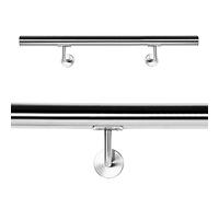 WilTec Kit Main courante Escalier 80cm Acier affiné V2A Garde-corps Rambarde Support mural Dispositif de fixation Balustrade Logement Entreprise