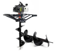 Wiltec Kit Marteau-piqueur à essence pour 2 personnes avec tarière de 250 et 300 mm, 2,2 kW 3 CV 63,3 cm³ Marteau-piqueur Marteau à enfoncer les pieux