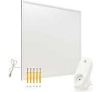 Wiltec Kit Panneau chauffant infrarouge avec themostat – 350 W – 620 x 520 x 15 mm – Chauffage IR électrique mural – Émetteur Radiateur à Rendement efficace