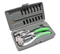 WilTec Kit Pince emporte pièces avec 16 pièces - 210 x 100 x 40 mm - dans Un Coffret Robuste - Découpe pour carrosserie Estampage Perforation de tôle