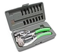 WilTec Kit Pince emporte pièces avec 16 pièces - 210 x 100 x 40 mm - dans Un Coffret Robuste - Découpe pour carrosserie Estampage Perforation de tôle