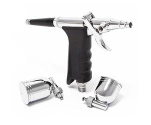 Wiltec Kit Pistolet aérographe professionnel Modèle 116 - Action double DA - avec Buse et Aiguille 0,3 mm - Godets 7/10 ml - Tatouage, bronzage, maquillage, modélisme airbrush