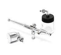 Wiltec Kit Pistolet aérographe Professionnel Modèle 134 - Action Double DA - avec Buse 0,3 mm - Godets 7/22 ML - Tatouage, Bronzage, Maquillage, modélisme Airbrush