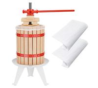 Wiltec Kit Presse à fruits avec 3 torchons - 345 x 345 x 575 mm - capacité 6 L - avec Panier en hêtre et Sac de filtrage - Pressoir