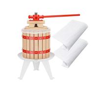 Wiltec Kit Presse à fruits avec 3 torchons - 370 x 370 x 575 mm - capacité 12 L - avec Panier en hêtre et Sac de filtrage - Pressoir