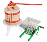 Wiltec Kit Presse et Broyeur à fruits - capacité 7 L / 12 L - avec Entonnoir en acier, Panier en hêtre et Torchon Sac de filtrage -