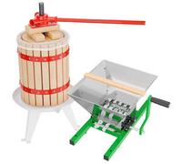 Wiltec Kit Presse et Broyeur à fruits - capacité 7 L / 18 L - avec Entonnoir en acier, Panier en hêtre et Torchon Sac de filtrage -
