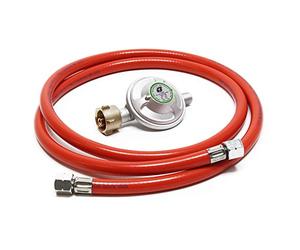 WilTec Kit Raccordement de gaz - avec Tuyau 150 cm et Pressostat 50 mbar - pour Pression constante des Bouteilles allemandes Ø 1/14" / 21,8 mm LH - Réducteur détendeur régulateur